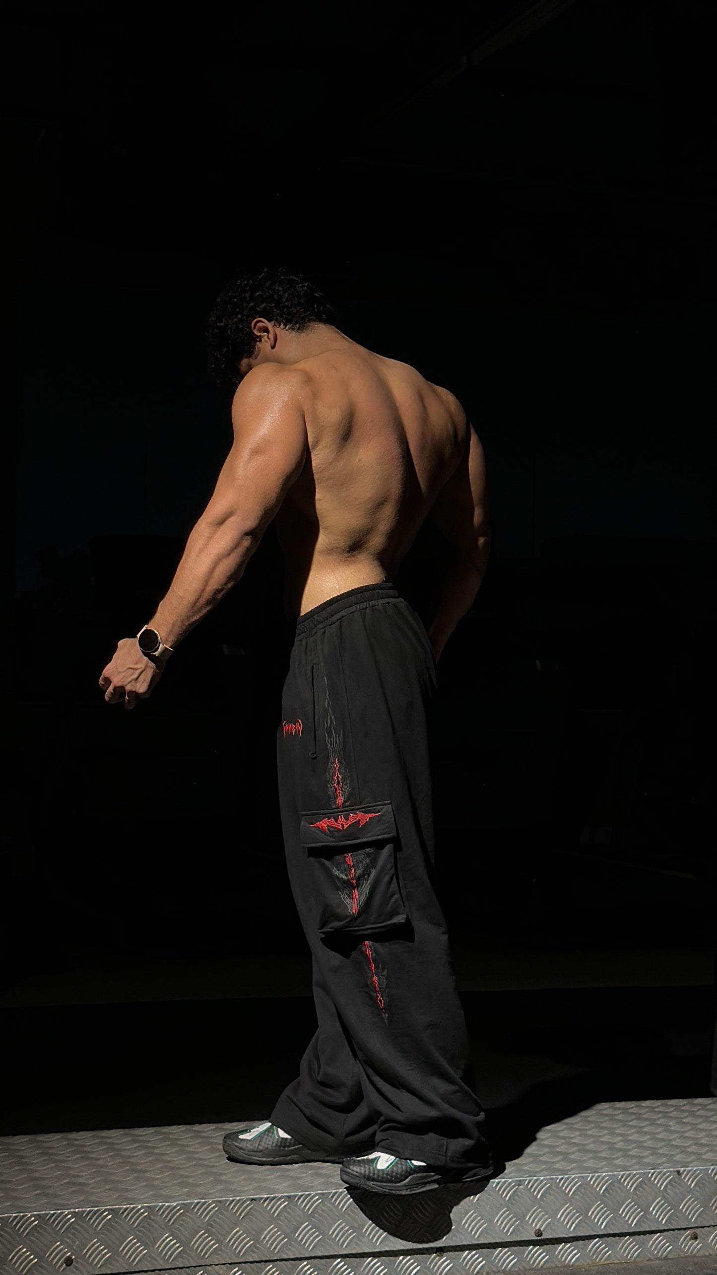 FeralWalk Oversized Cargo Joggers - Blood Red