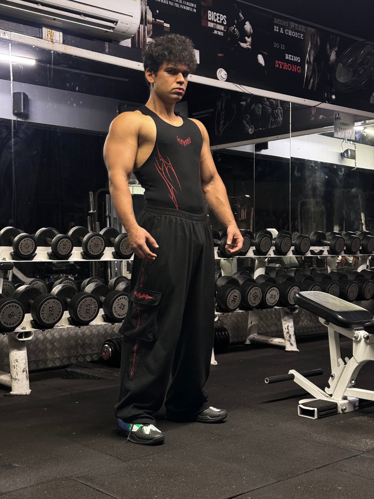 FeralWalk Oversized Cargo Joggers - Blood Red