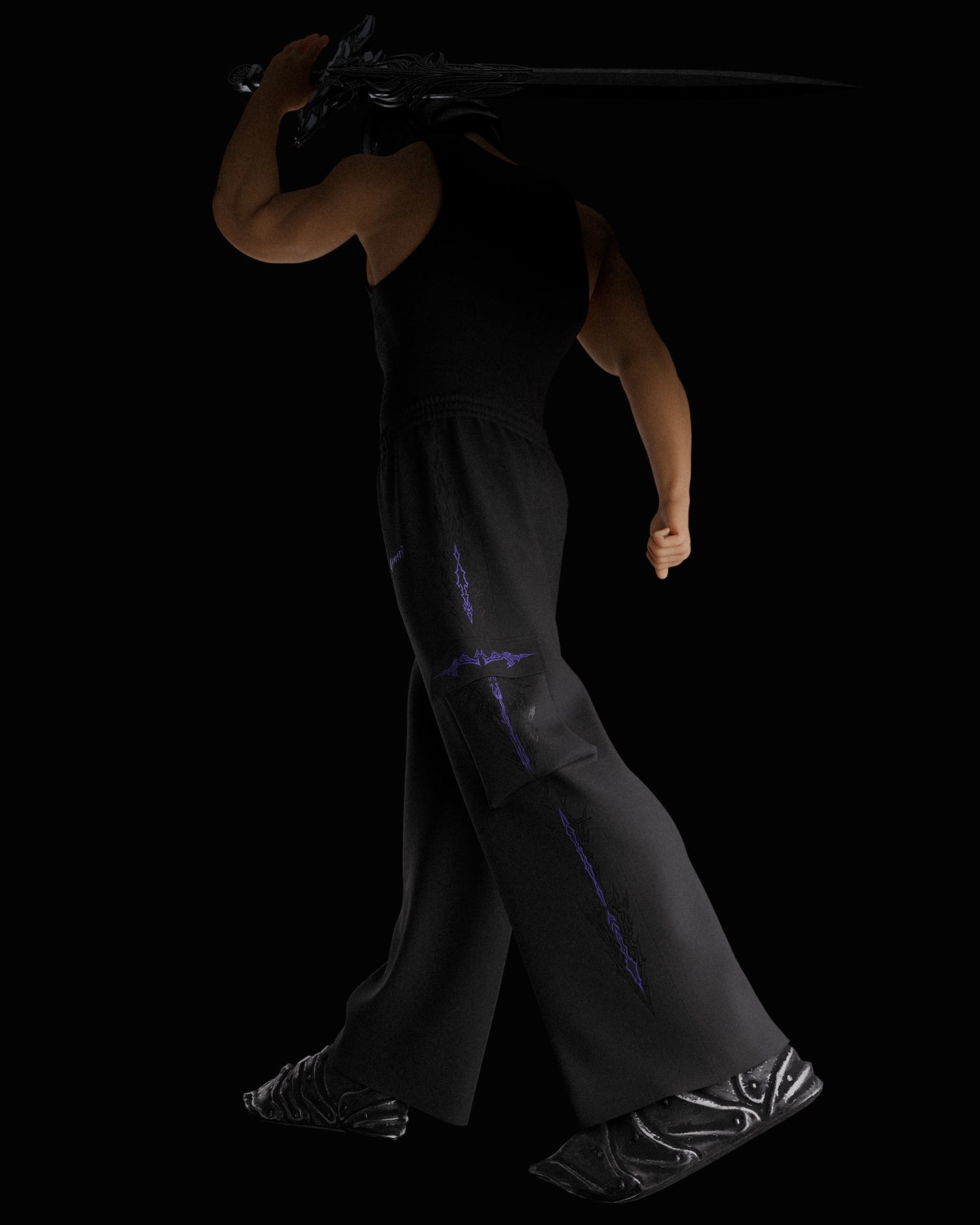 FeralWalk Oversized Cargo Joggers - Purple