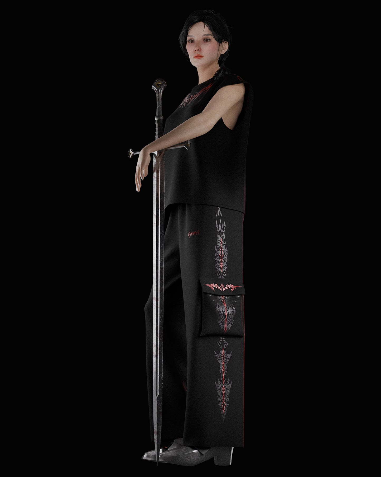 FeralWalk Oversized Cargo Joggers - Blood Red