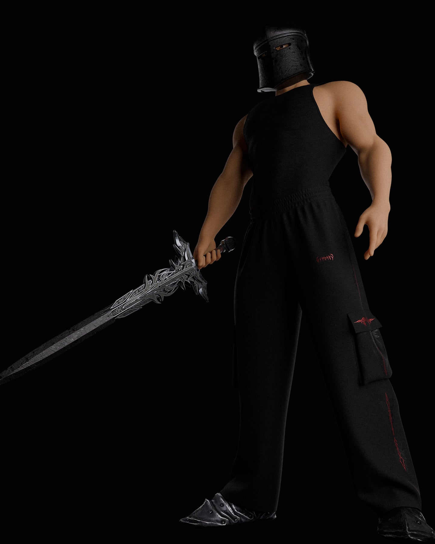 FeralWalk Oversized Cargo Joggers - Blood Red